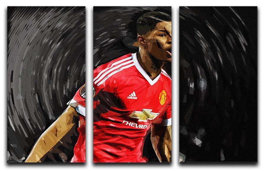 Marcus Rashford Manchester United 3 Split Panel Canvas Print - Canvas Art Rocks - 1
