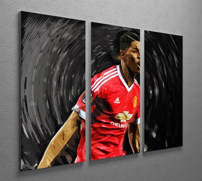 Marcus Rashford Manchester United 3 Split Panel Canvas Print - Canvas Art Rocks - 2