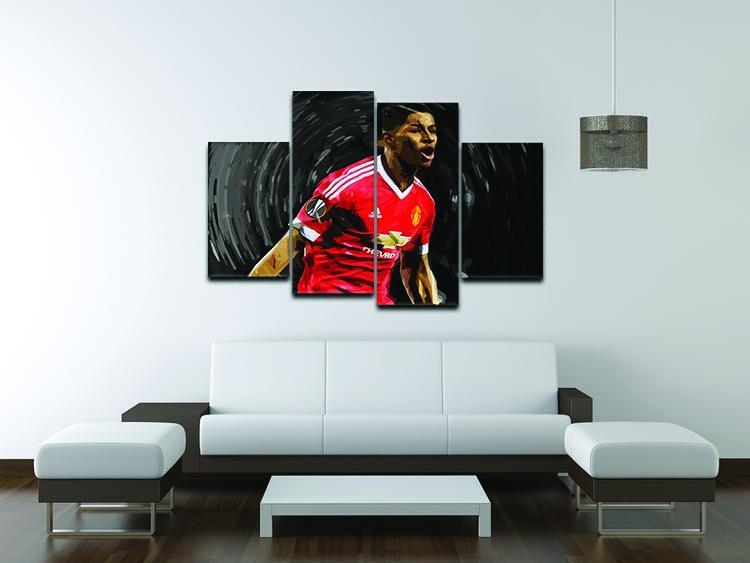 Marcus Rashford Manchester United 4 Split Panel Canvas - Canvas Art Rocks - 3