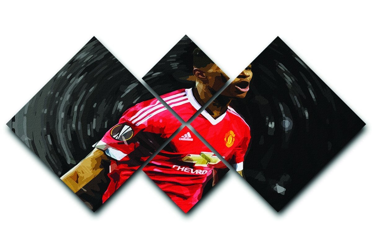 Marcus Rashford Manchester United 4 Square Multi Panel Canvas  - Canvas Art Rocks - 1