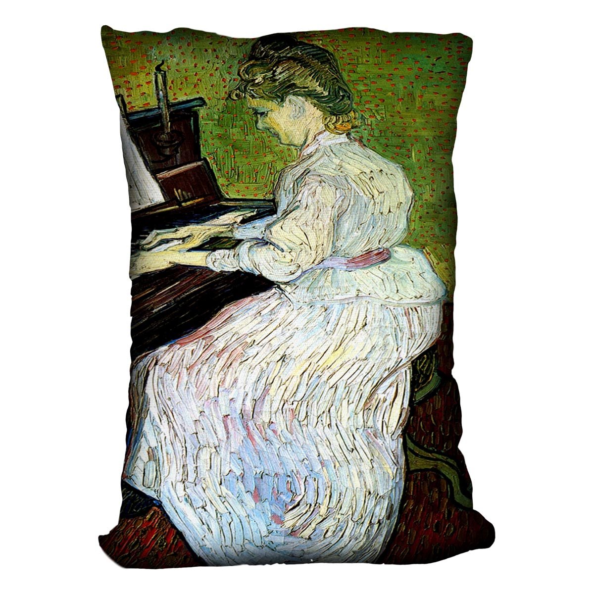 Marguerite Gachet at the Piano by Van Gogh Throw Pillow