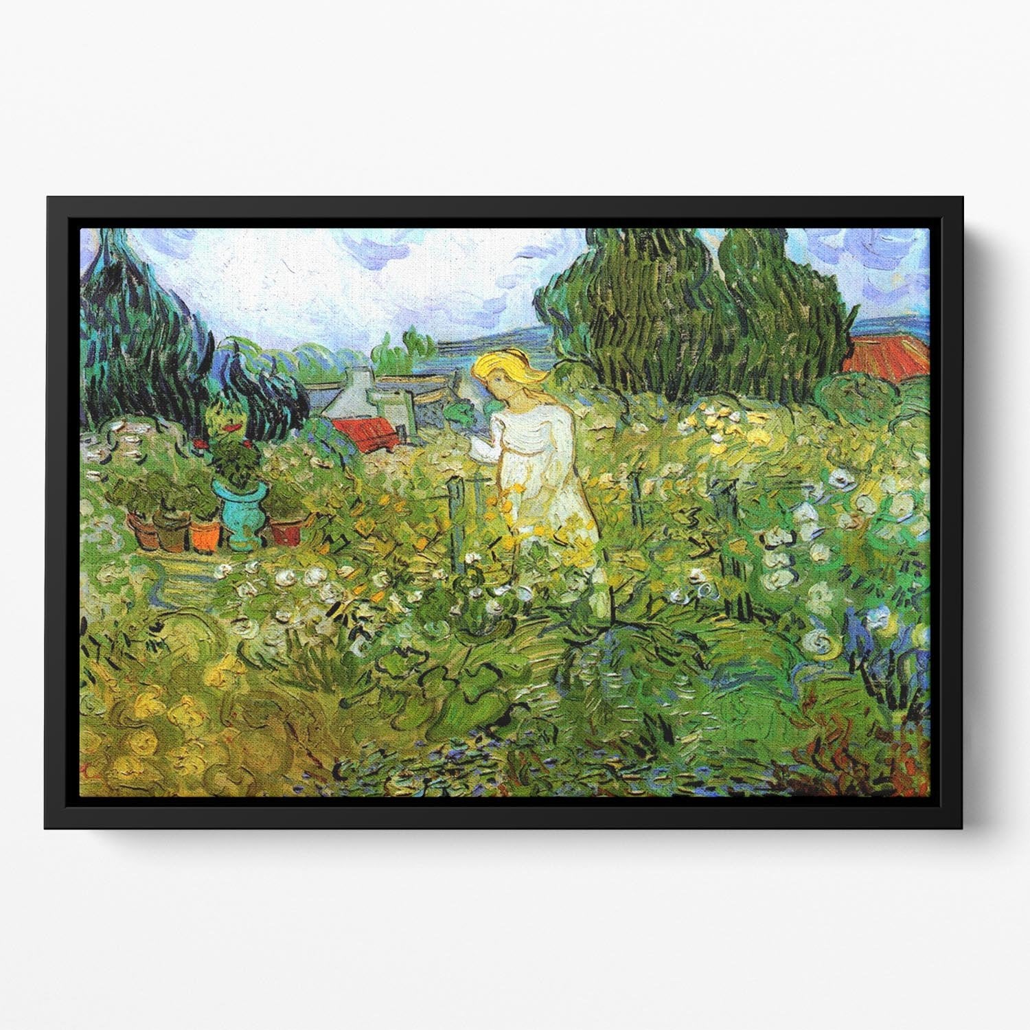 Marguerite Gachet in the Garden by Van Gogh Floating Framed Canvas