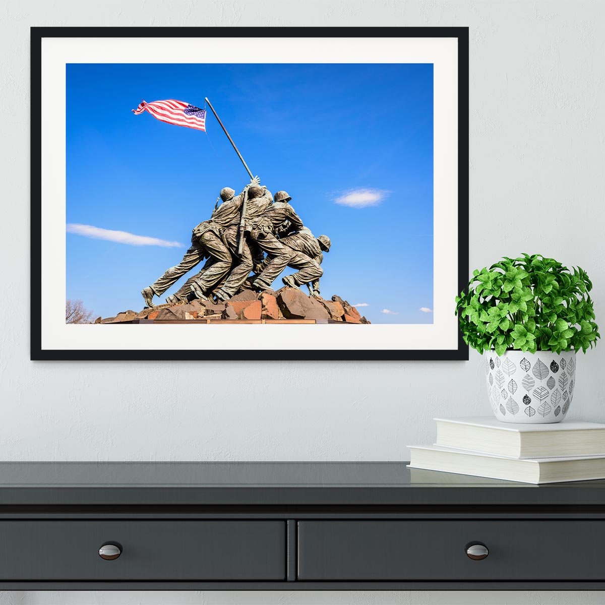 Marine Corps War Memorial at dawn Framed Print - Canvas Art Rocks - 1