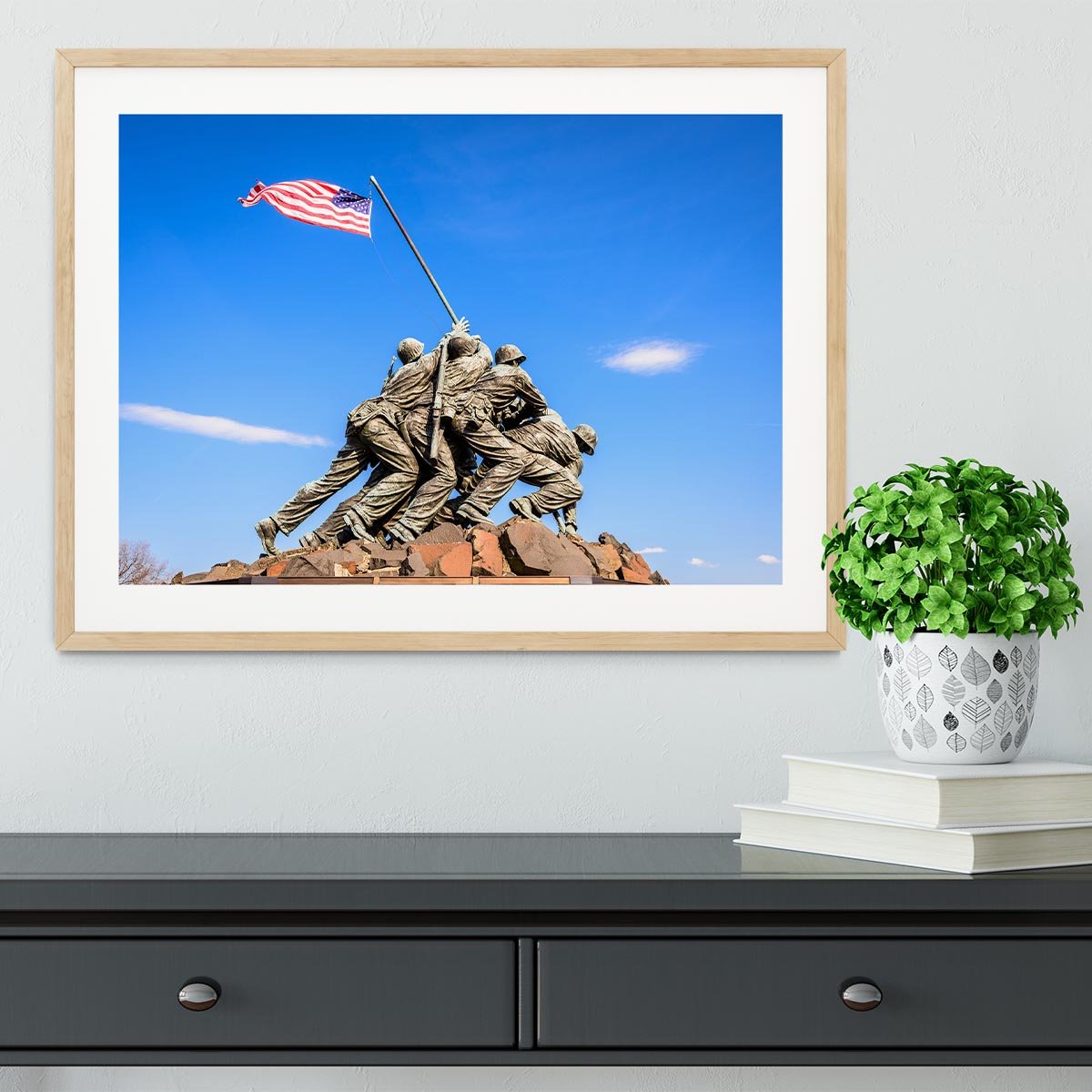 Marine Corps War Memorial at dawn Framed Print - Canvas Art Rocks - 3