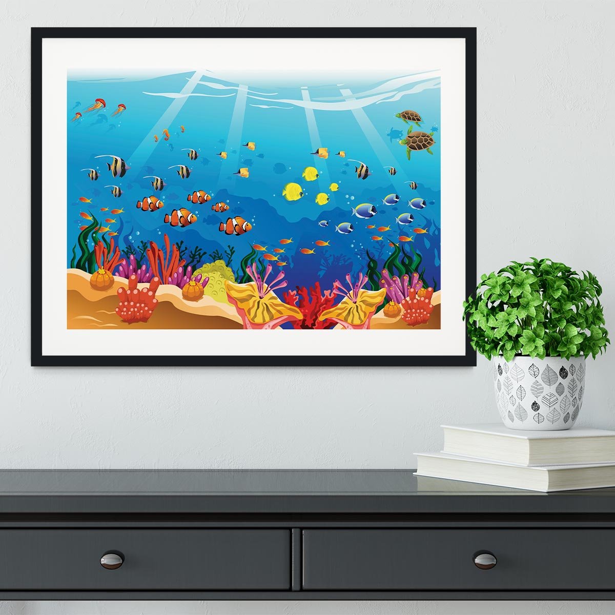 Marine underwater scene Framed Print - Canvas Art Rocks - 1