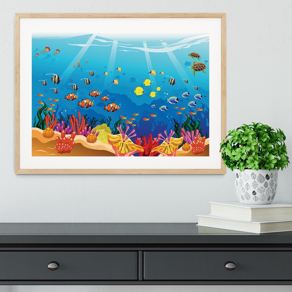 Marine underwater scene Framed Print - Canvas Art Rocks - 3