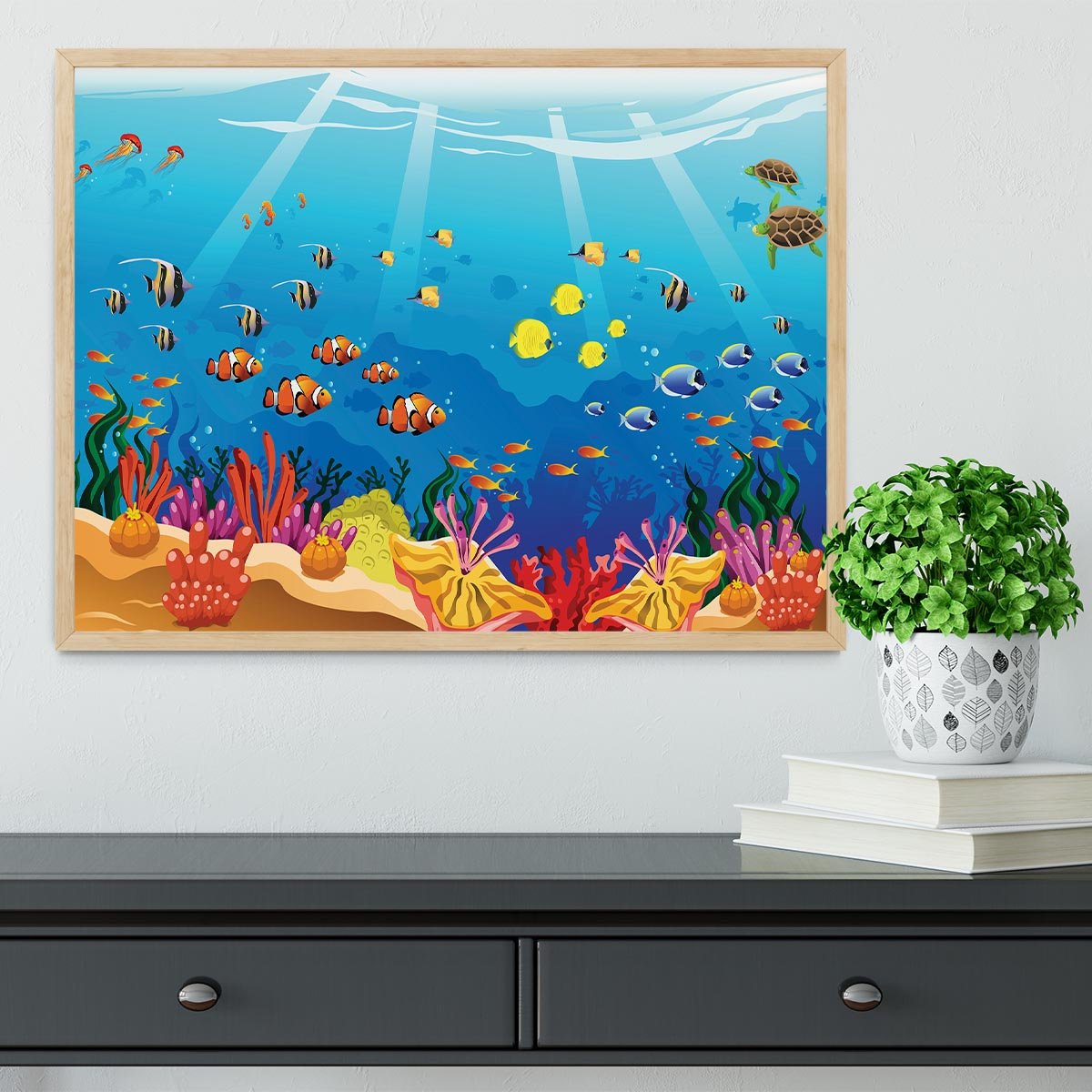 Marine underwater scene Framed Print - Canvas Art Rocks - 4