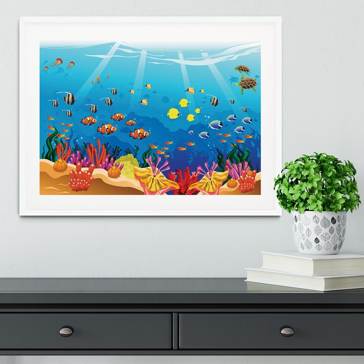 Marine underwater scene Framed Print - Canvas Art Rocks - 5