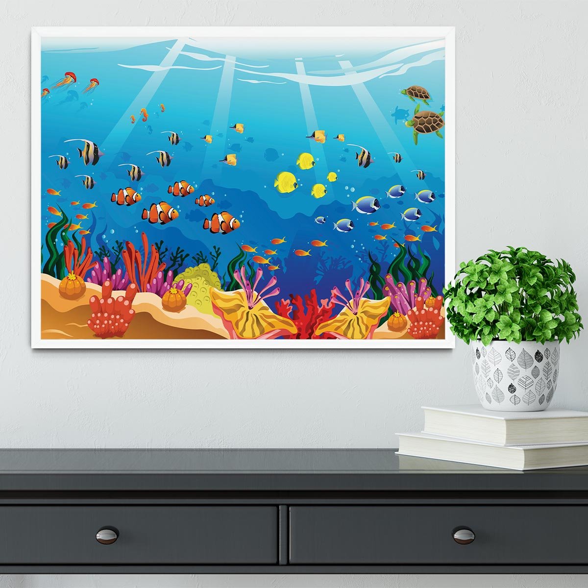 Marine underwater scene Framed Print - Canvas Art Rocks -6
