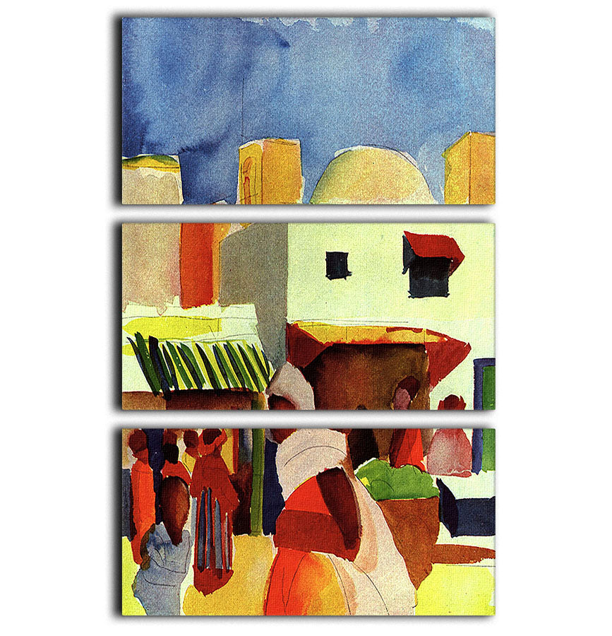Market in Algier by Macke 3 Split Panel Canvas Print - Canvas Art Rocks - 1