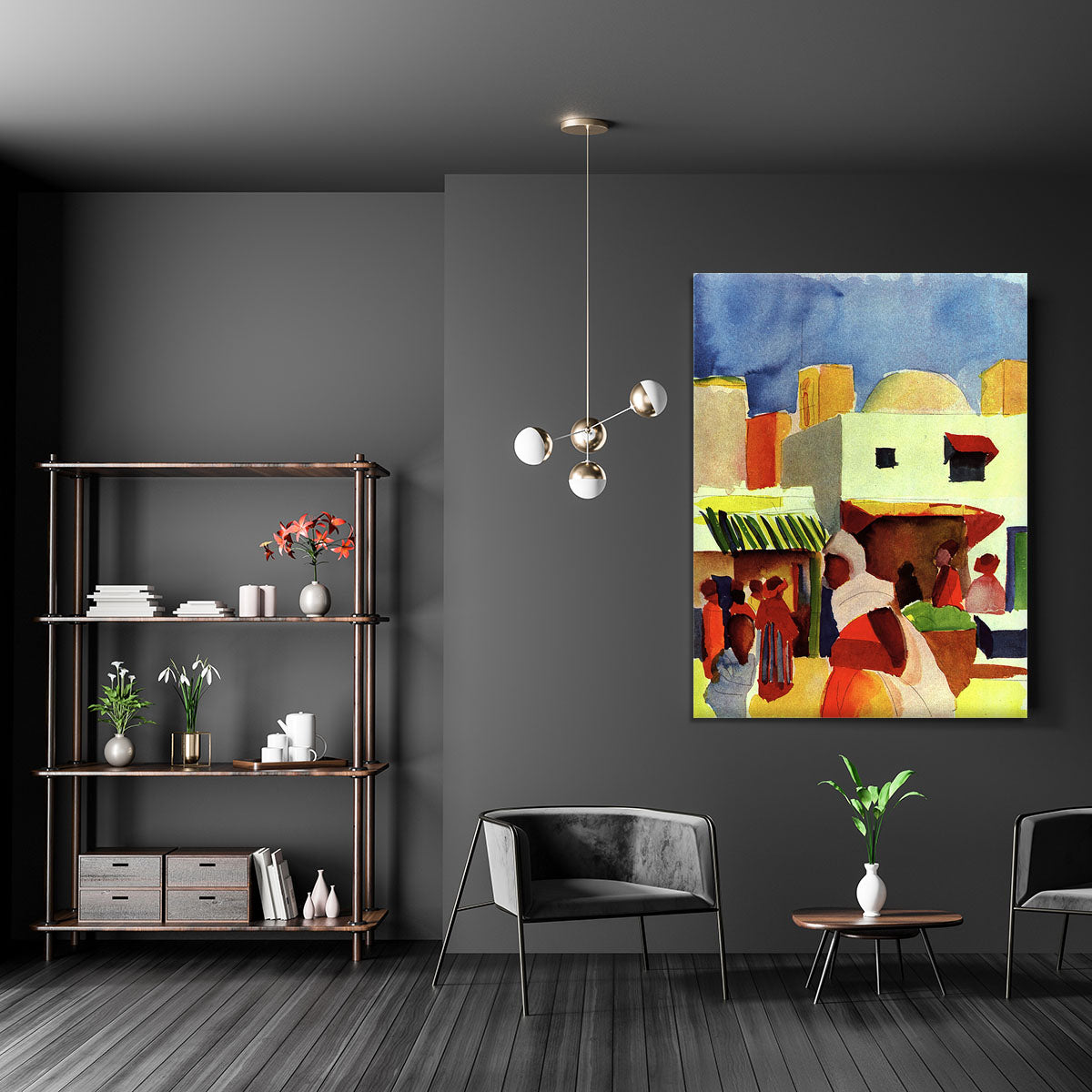 Market in Algier by Macke Canvas Print or Poster - Canvas Art Rocks - 5