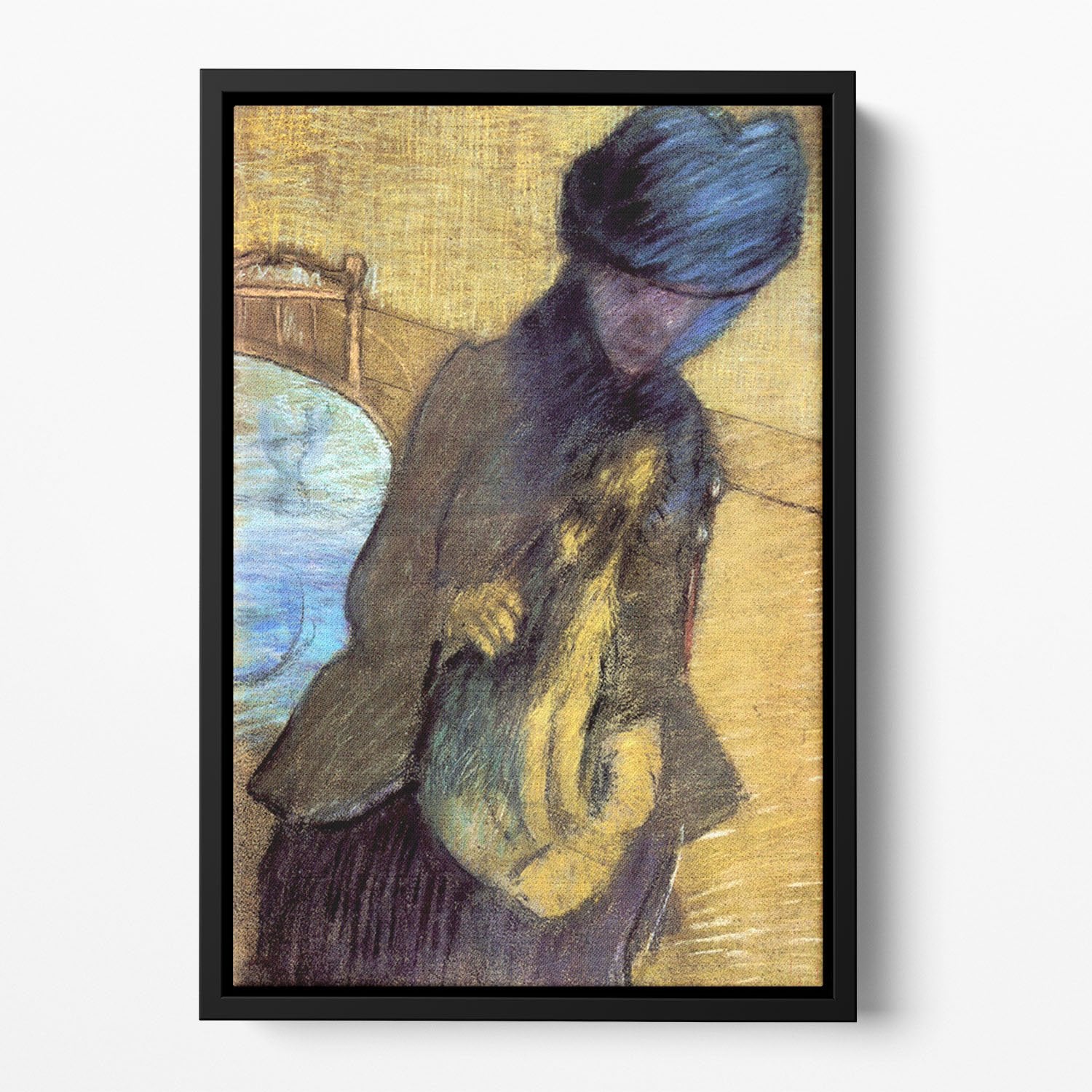 Mary Cassatt with her dog by Degas Floating Framed Canvas