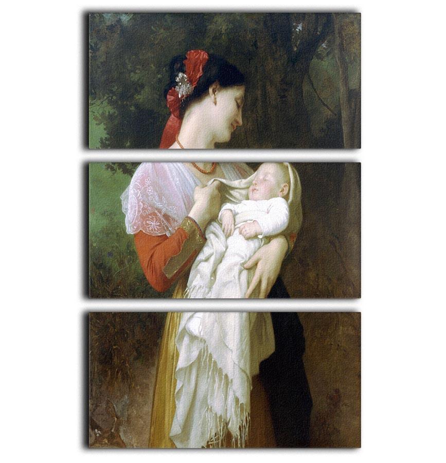 Maternal Admiration By Bouguereau 3 Split Panel Canvas Print - Canvas Art Rocks - 1