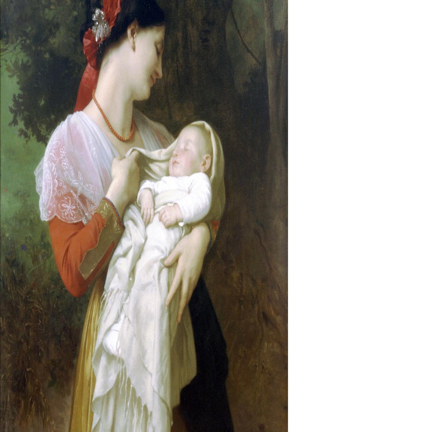 Maternal Admiration By Bouguereau Floating Framed Canvas