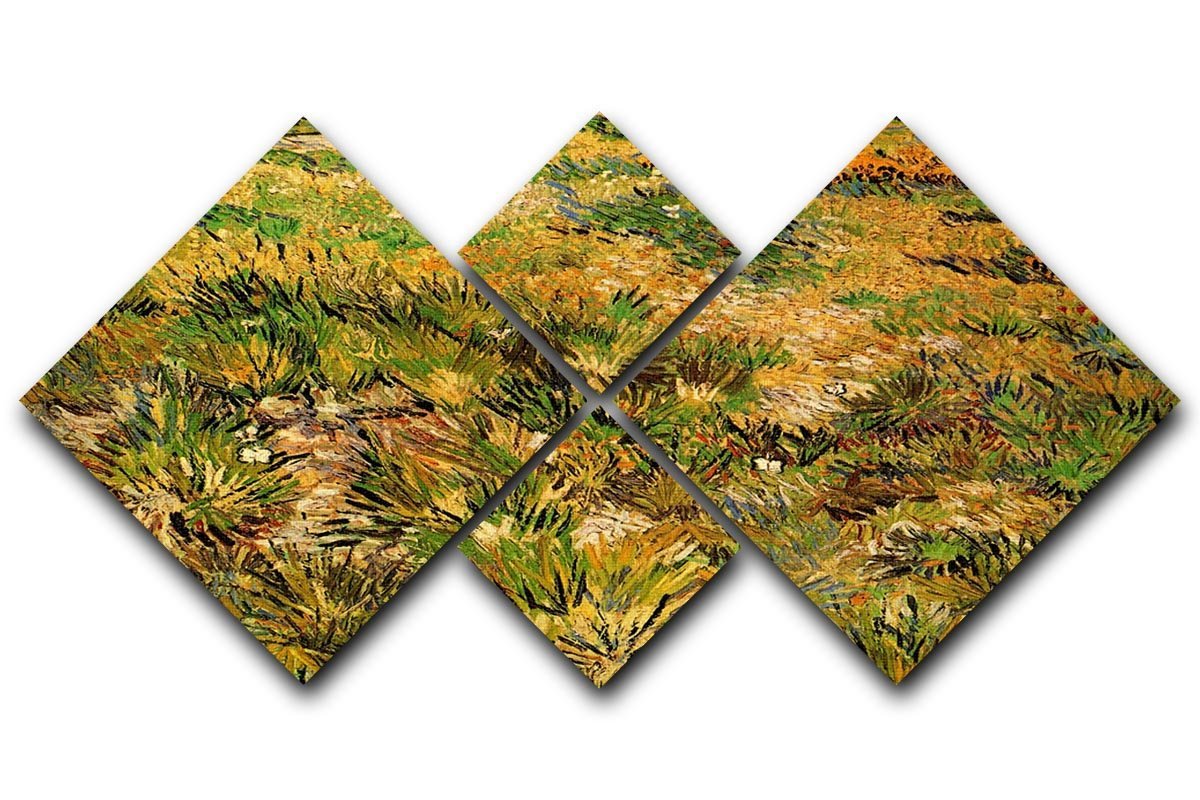 Meadow in the Garden of Saint-Paul Hospital by Van Gogh 4 Square Multi Panel Canvas  - Canvas Art Rocks - 1
