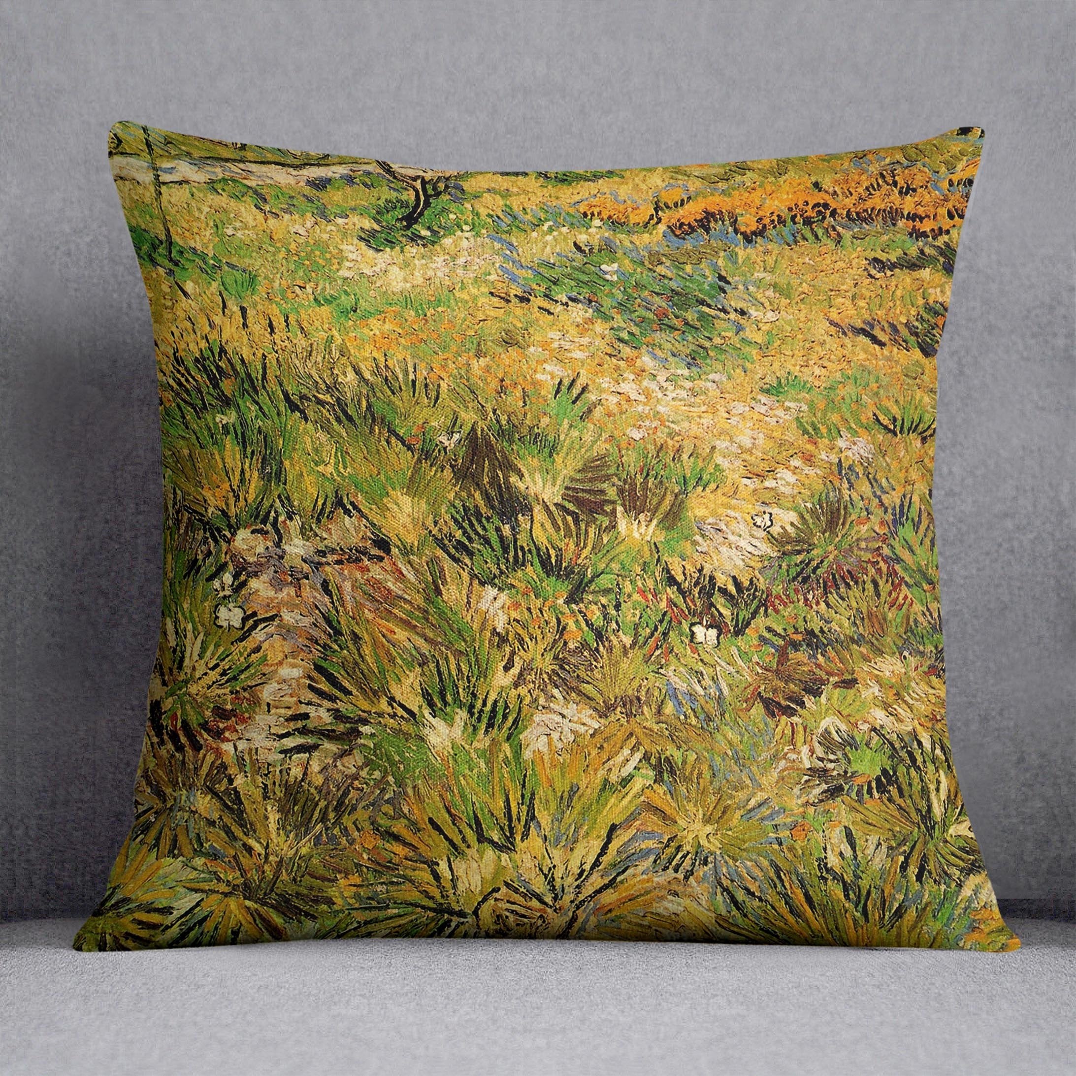 Meadow in the Garden of Saint-Paul Hospital by Van Gogh Throw Pillow