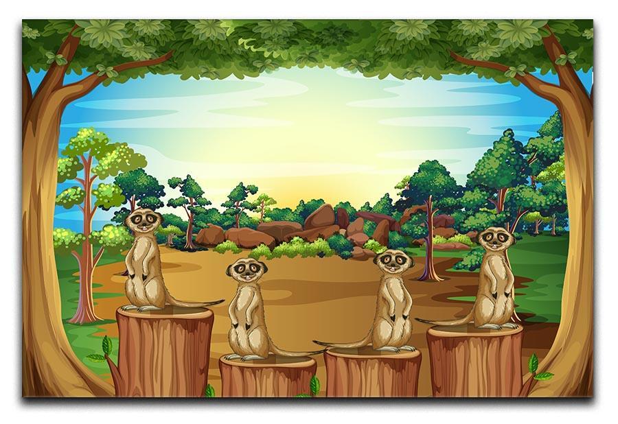 Meerkats standing on log Canvas Print or Poster  - Canvas Art Rocks - 1
