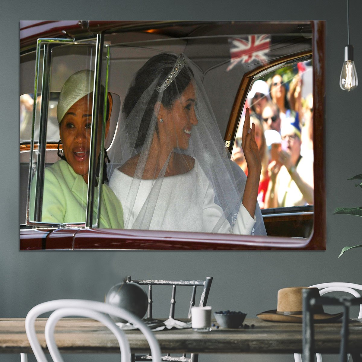 Meghan Markle and her mother arrive at the wedding Canvas Print or Poster