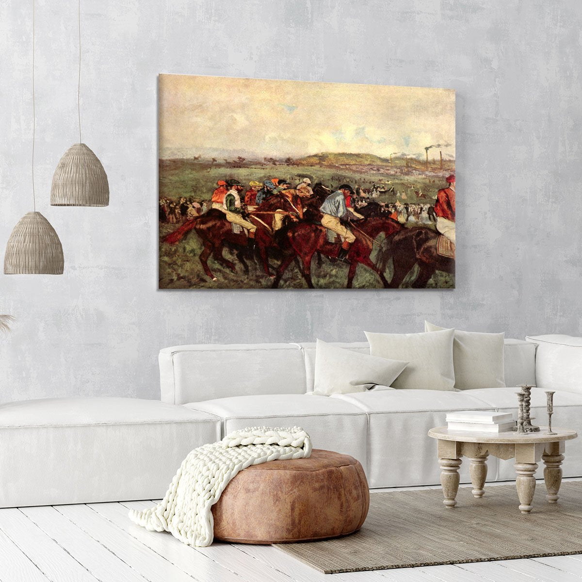 Men's riders before the start by Degas Canvas Print or Poster