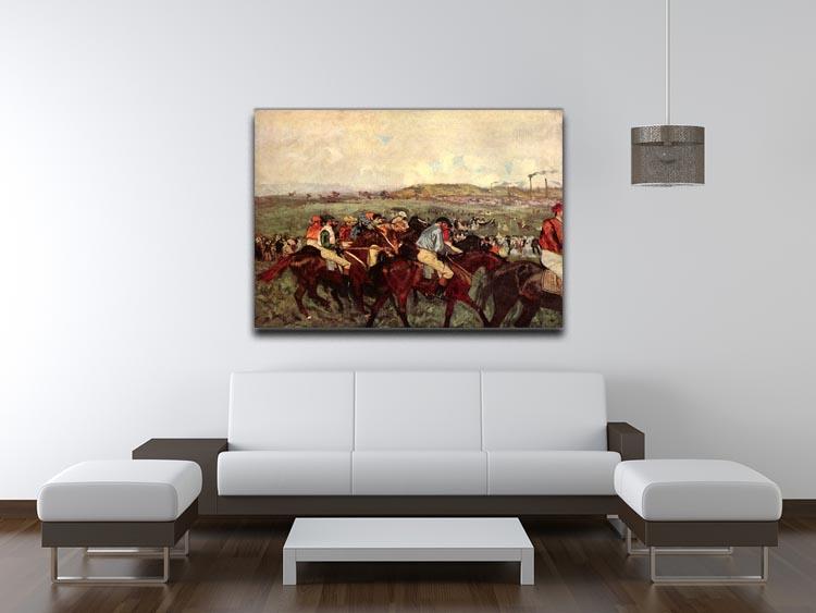 Men's riders before the start by Degas Canvas Print or Poster - Canvas Art Rocks - 4