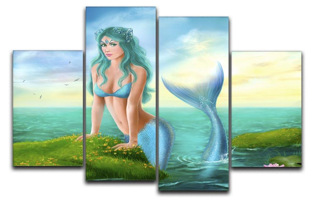 Mermaid in sea 4 Split Panel Canvas  - Canvas Art Rocks - 1