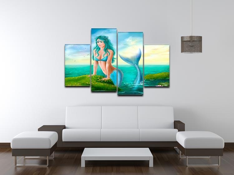 Mermaid in sea 4 Split Panel Canvas  - Canvas Art Rocks - 3