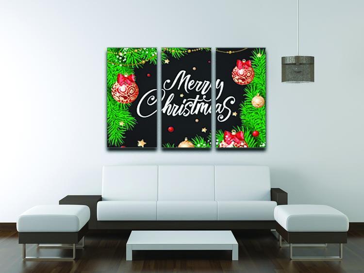 Merry Christmas Baubles 3 Split Panel Canvas Print - Canvas Art Rocks - 3