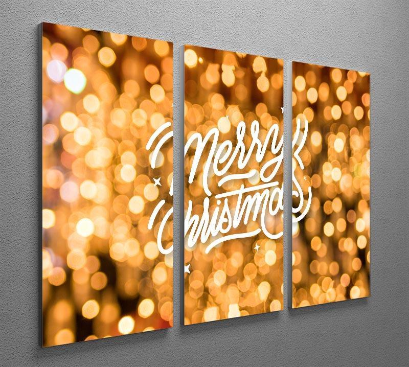 Merry Christmas Glitter 3 Split Panel Canvas Print - Canvas Art Rocks - 2