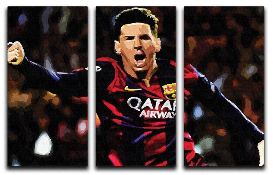 Messi Goal Celebration 3 Split Panel Canvas Print - Canvas Art Rocks - 1
