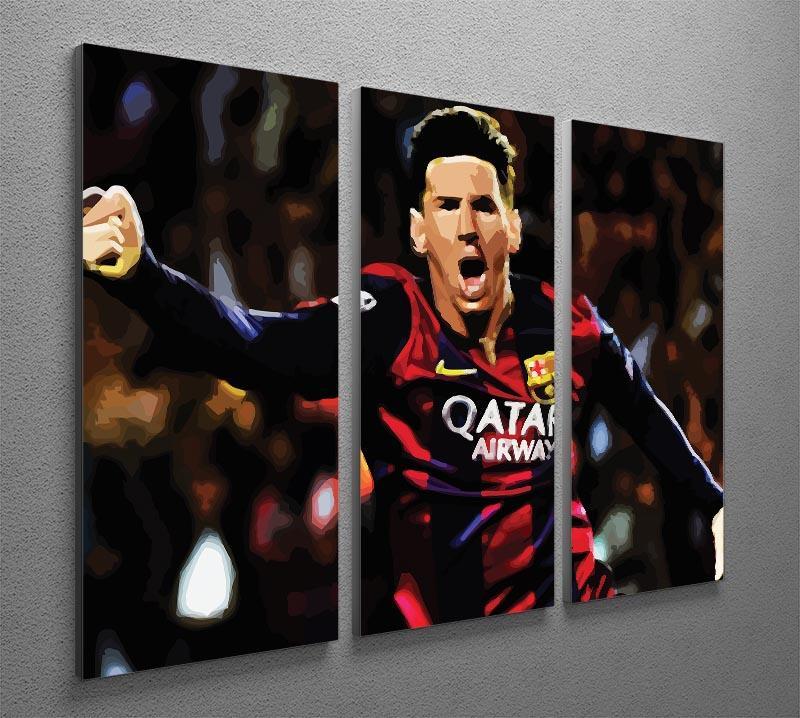 Messi Goal Celebration 3 Split Panel Canvas Print - Canvas Art Rocks - 2