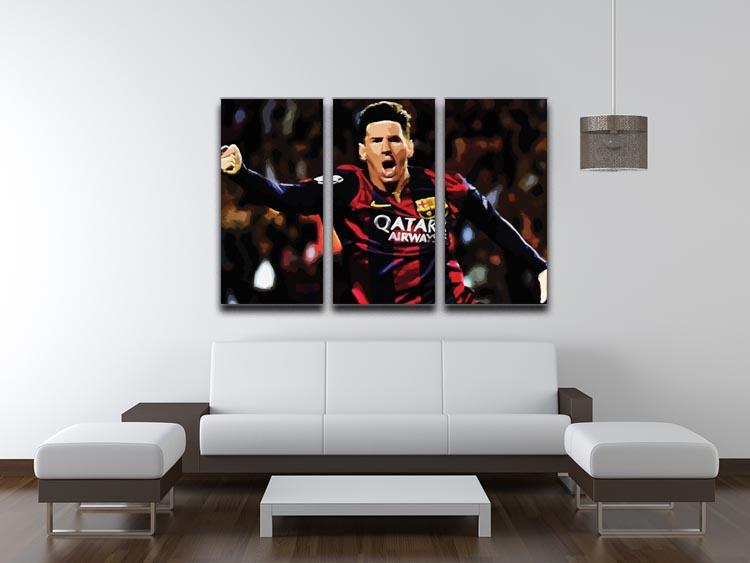 Messi Goal Celebration 3 Split Panel Canvas Print - Canvas Art Rocks - 3