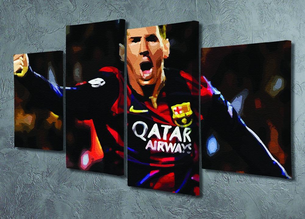 Messi Goal Celebration 4 Split Panel Canvas - Canvas Art Rocks - 2