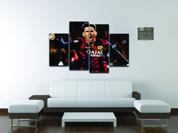 Messi Goal Celebration 4 Split Panel Canvas - Canvas Art Rocks - 3