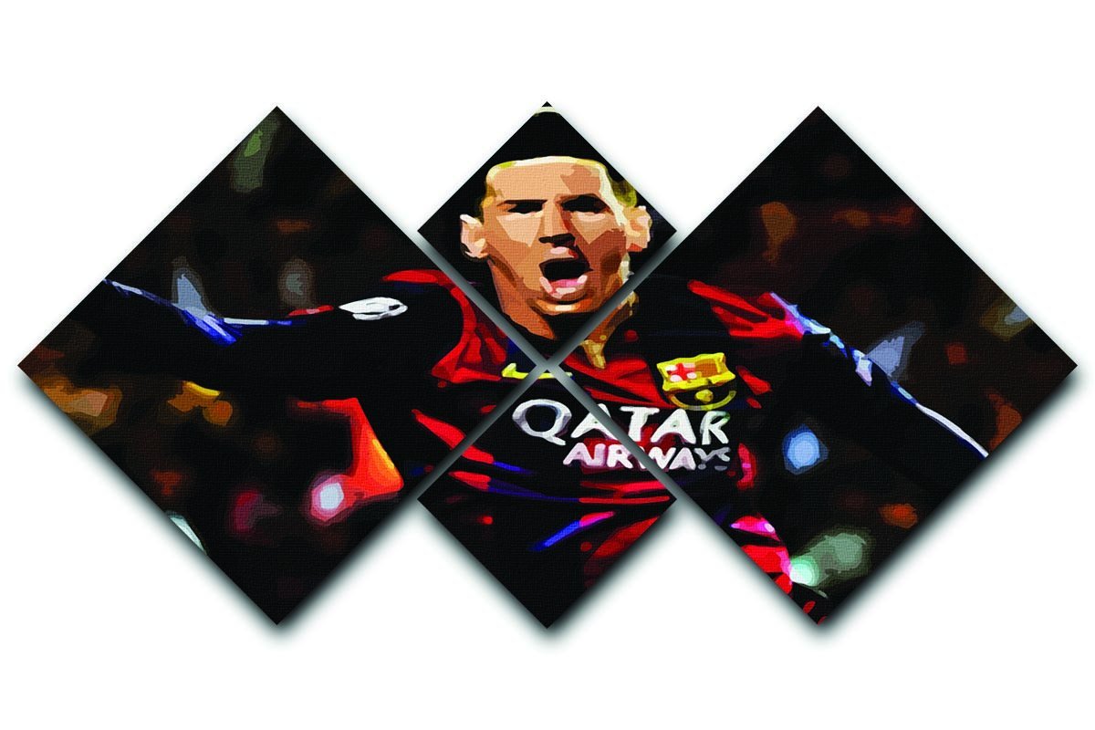 Messi Goal Celebration 4 Square Multi Panel Canvas  - Canvas Art Rocks - 1