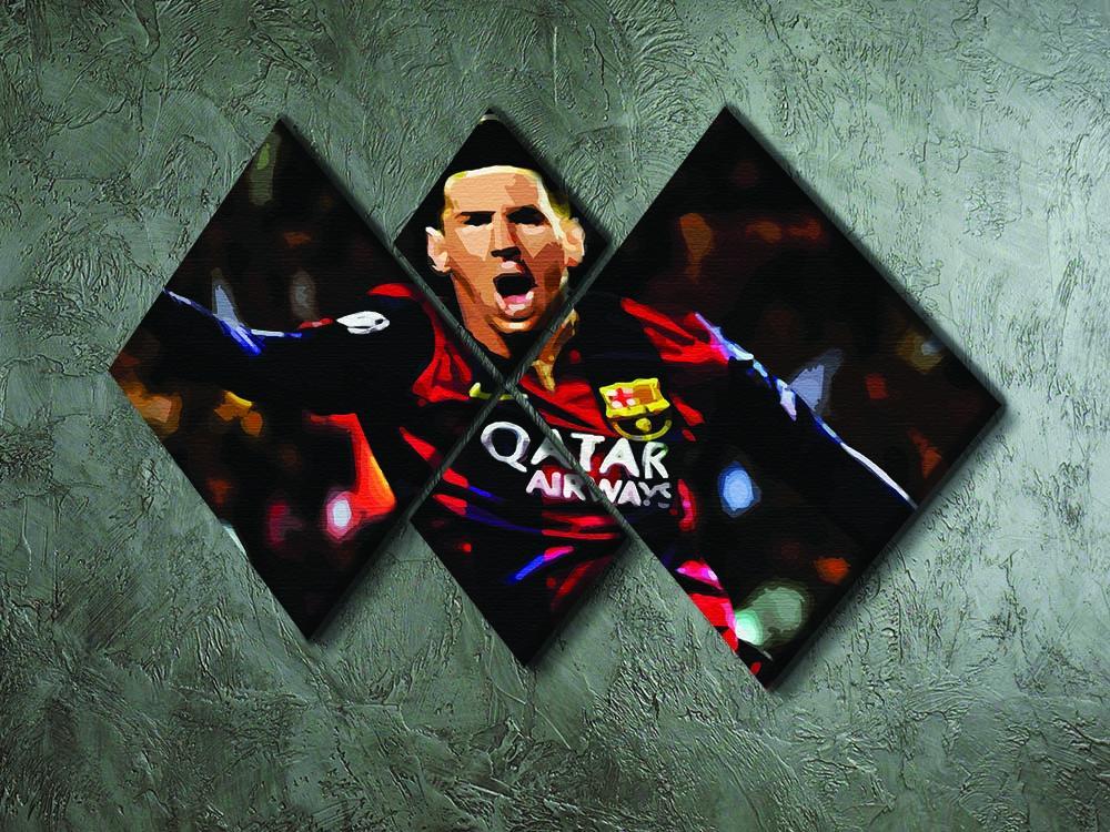 Messi Goal Celebration 4 Square Multi Panel Canvas - Canvas Art Rocks - 2