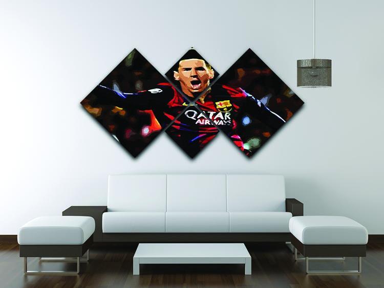 Messi Goal Celebration 4 Square Multi Panel Canvas - Canvas Art Rocks - 3