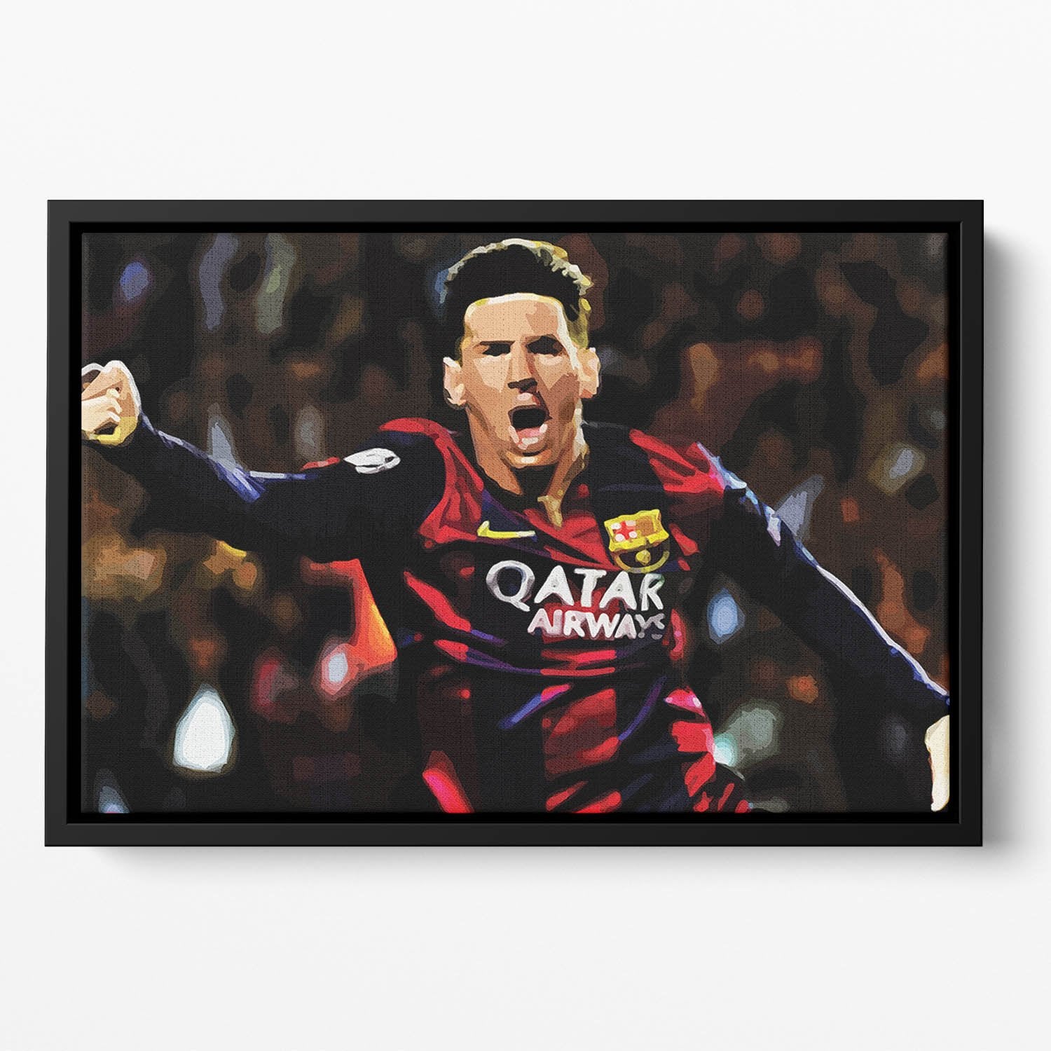 Messi Goal Celebration Floating Framed Canvas