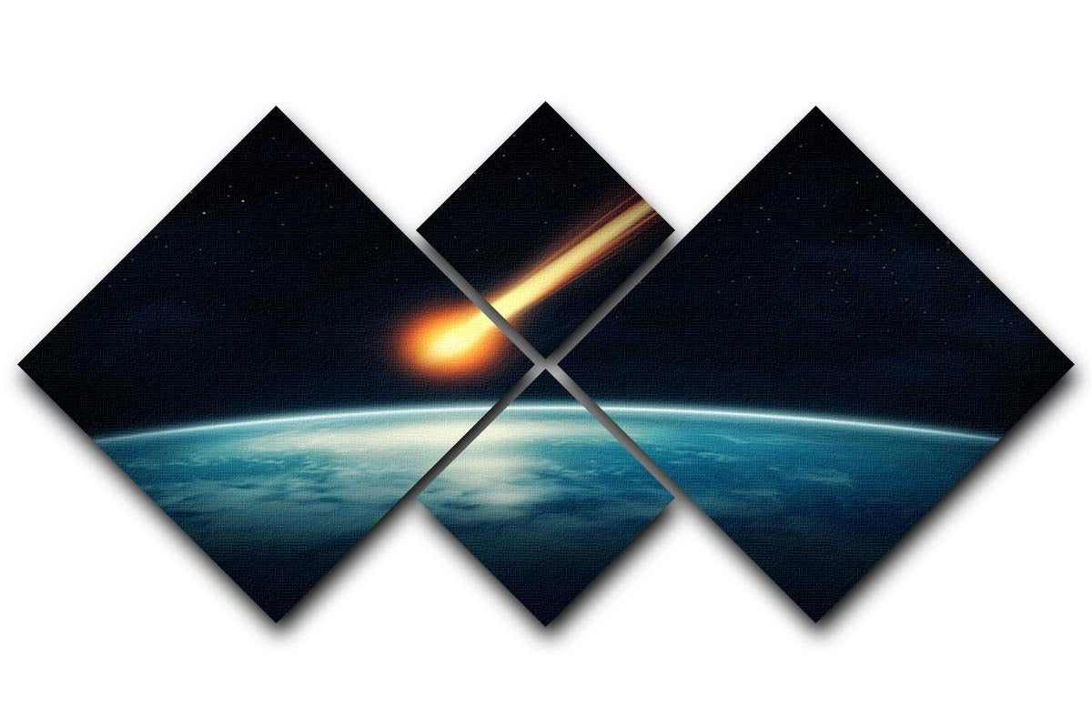 Meteor flying to the earth 4 Square Multi Panel Canvas  - Canvas Art Rocks - 1