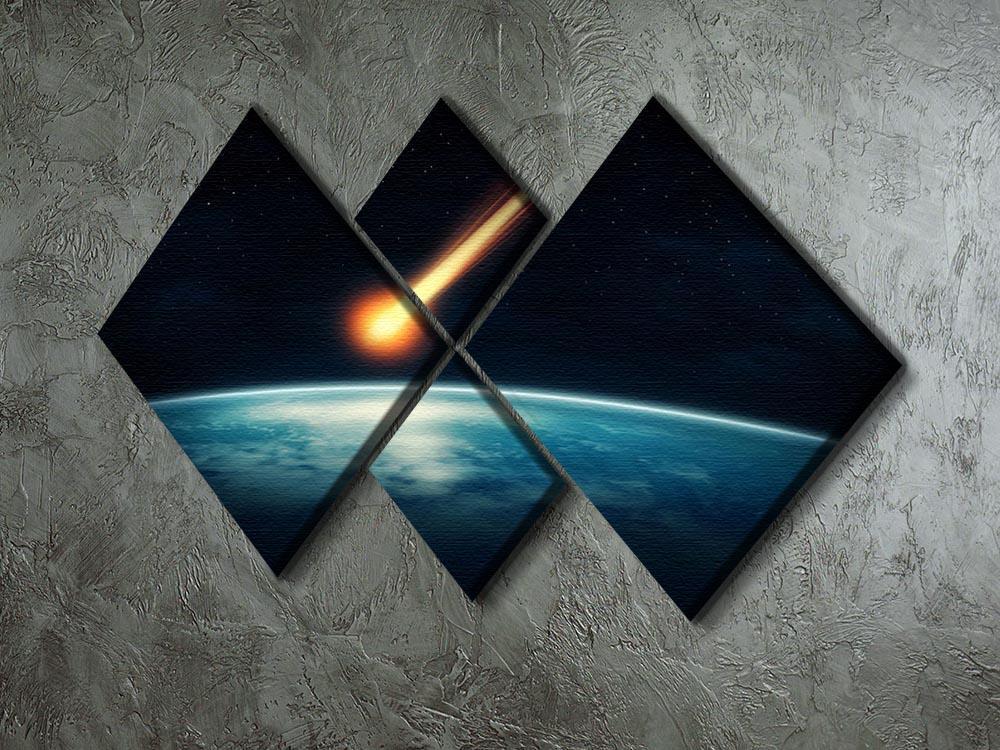 Meteor flying to the earth 4 Square Multi Panel Canvas - Canvas Art Rocks - 2
