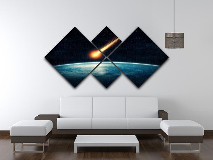 Meteor flying to the earth 4 Square Multi Panel Canvas - Canvas Art Rocks - 3