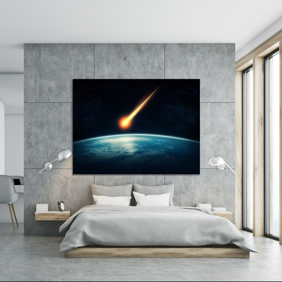 Meteor flying to the earth Canvas Print or Poster