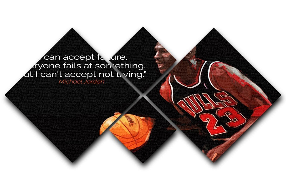 Michael Jordan Accept failure 4 Square Multi Panel Canvas  - Canvas Art Rocks - 1