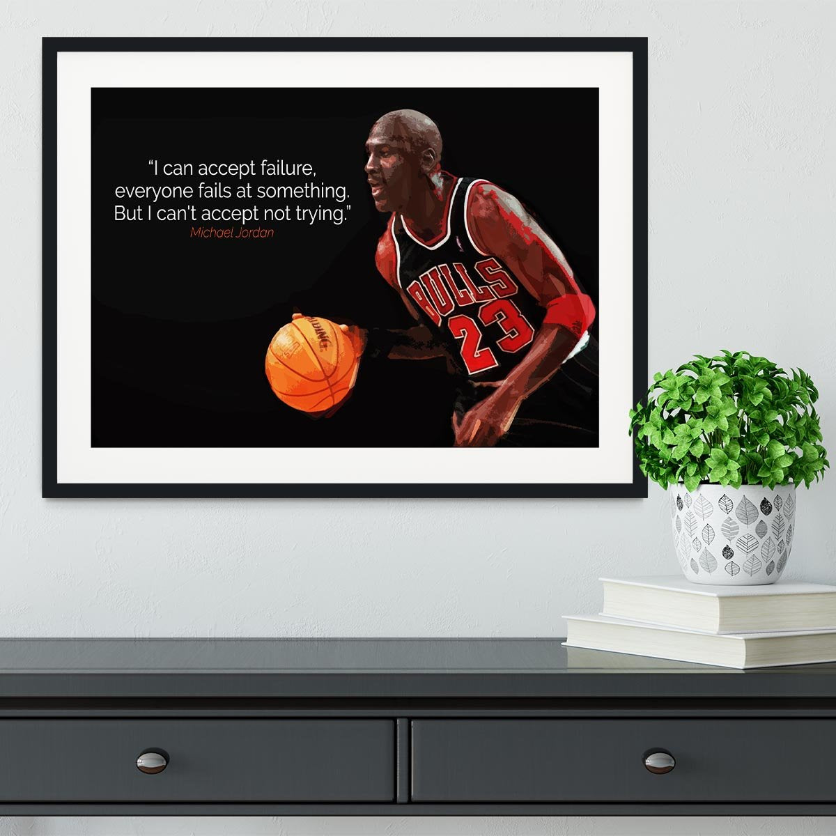 Michael Jordan Accept failure Framed Print - Canvas Art Rocks - 1