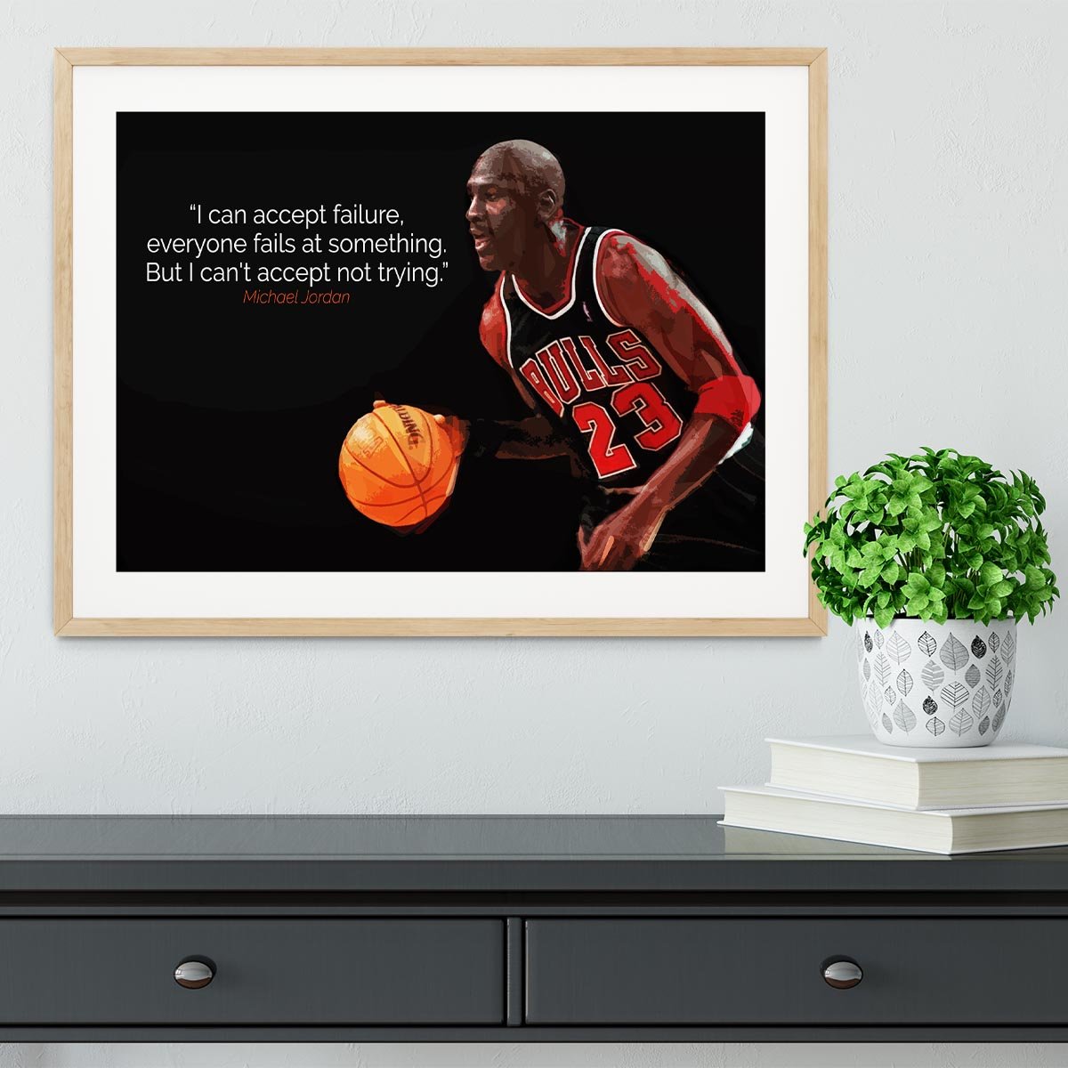 Michael Jordan Accept failure Framed Print - Canvas Art Rocks - 3
