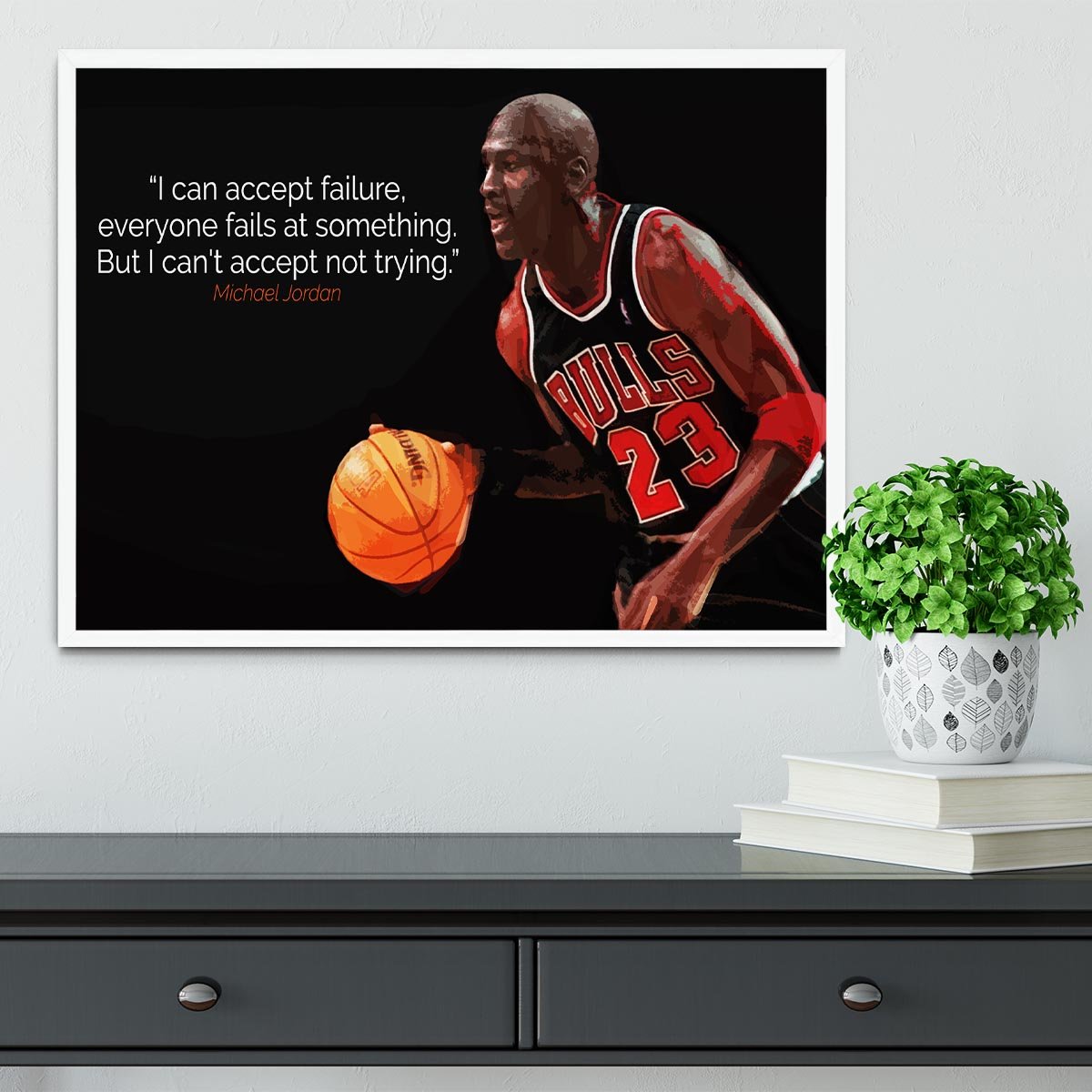Michael Jordan Accept failure Framed Print - Canvas Art Rocks -6