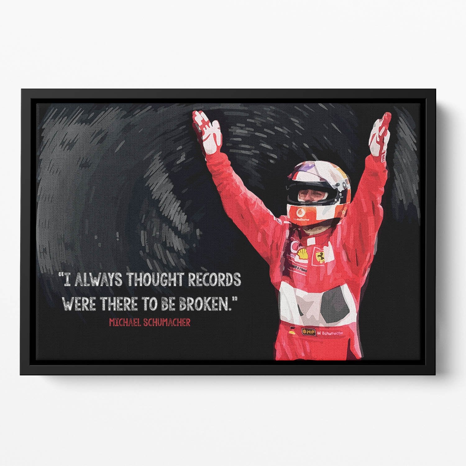 Michael Schumacher Records Floating Framed Canvas