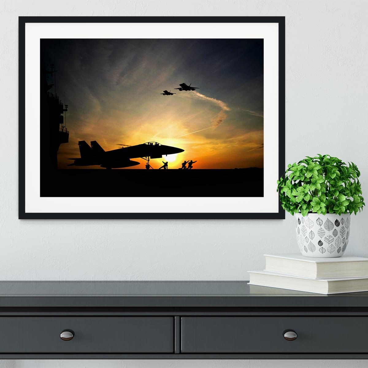 Military aircraft before take-off Framed Print - Canvas Art Rocks - 1