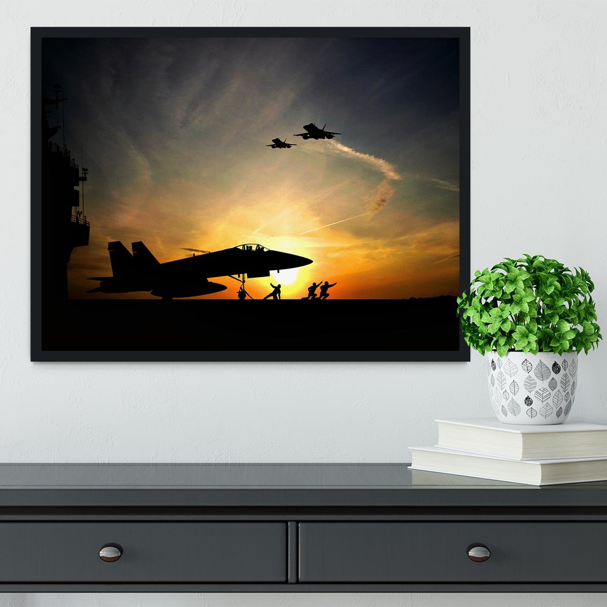 Military aircraft before take-off Framed Print - Canvas Art Rocks - 2