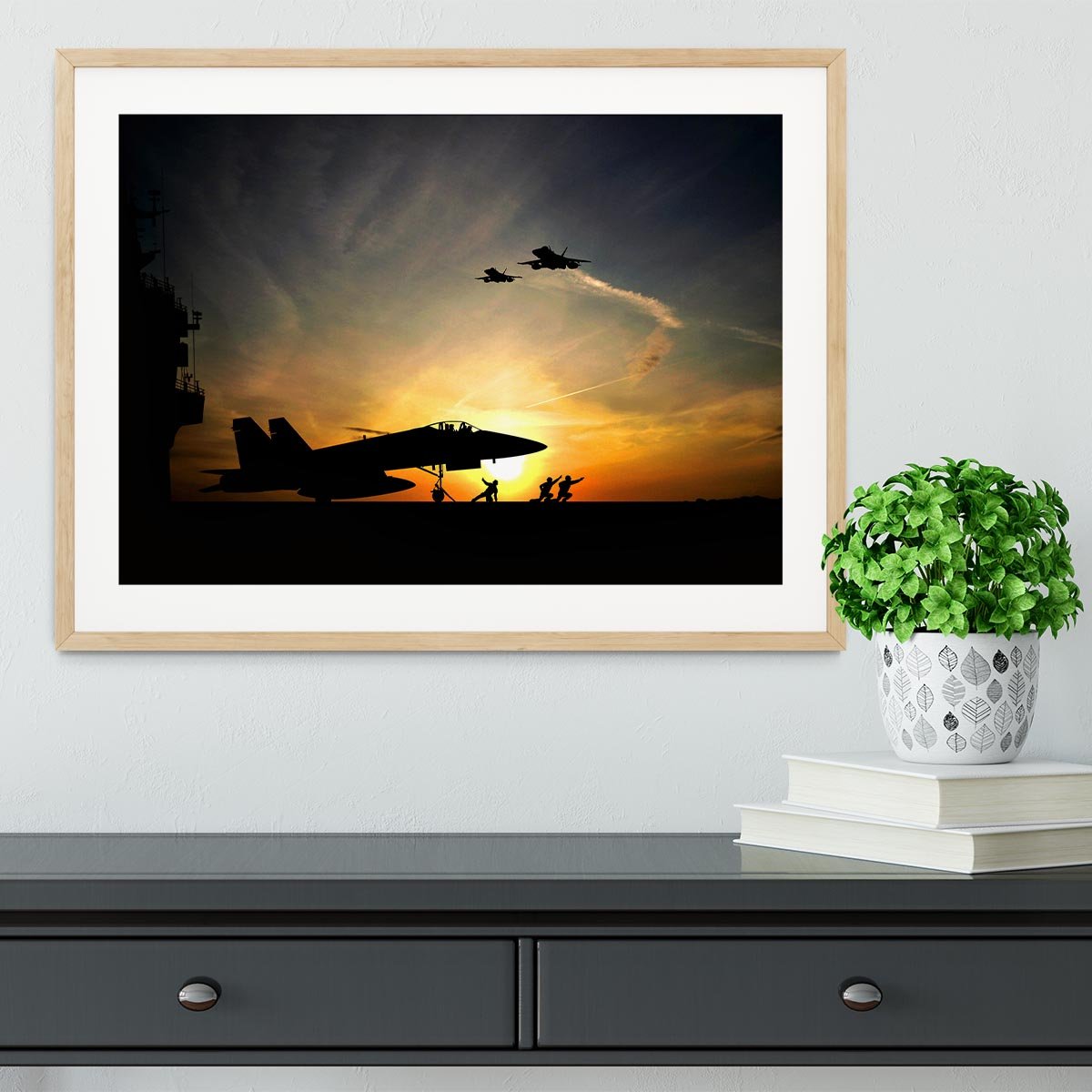 Military aircraft before take-off Framed Print - Canvas Art Rocks - 3