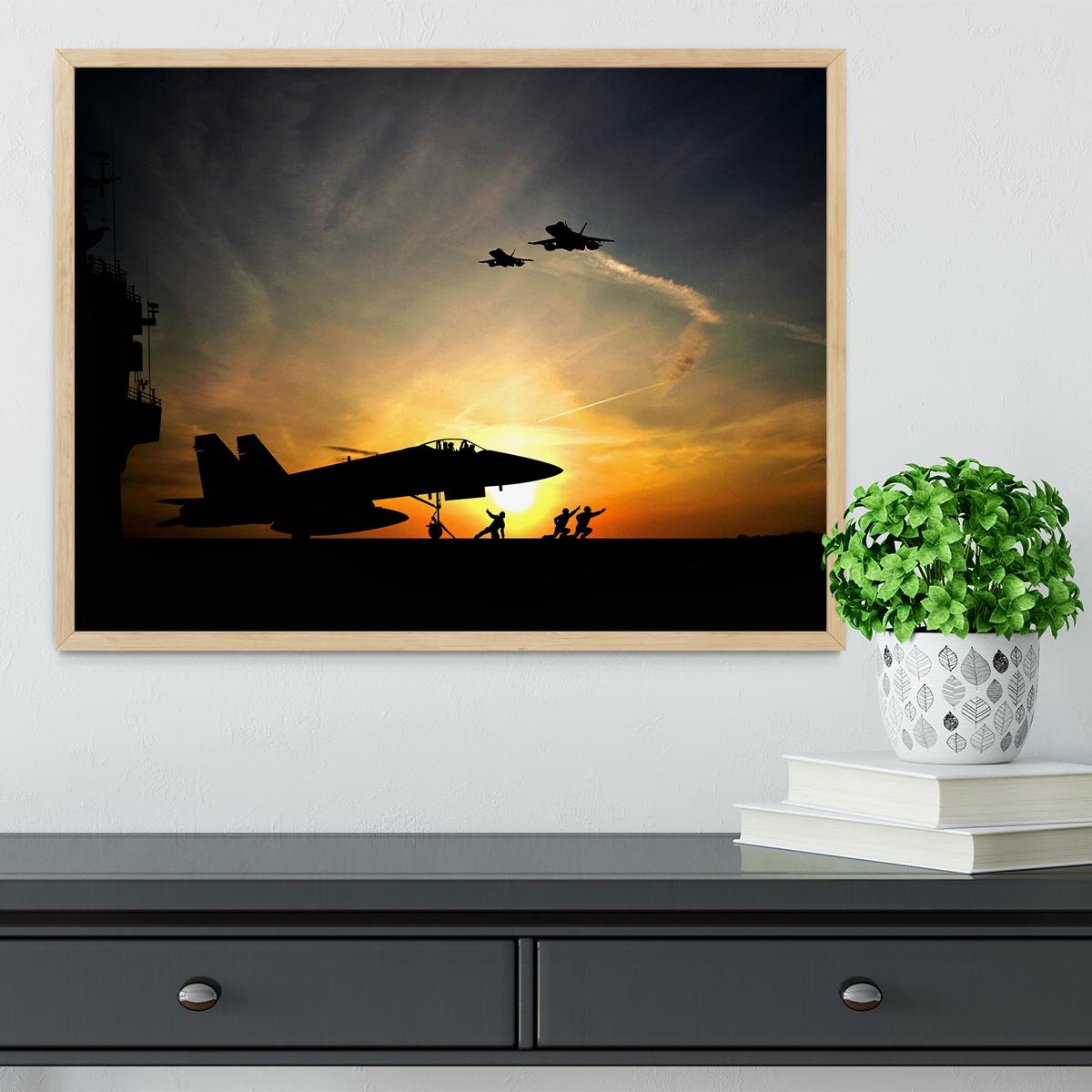 Military aircraft before take-off Framed Print - Canvas Art Rocks - 4